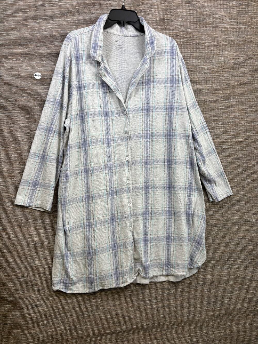 J Jill Sleep Ultrasoft Shirtdress Womens Size 3X Gray Multi Collar Texture